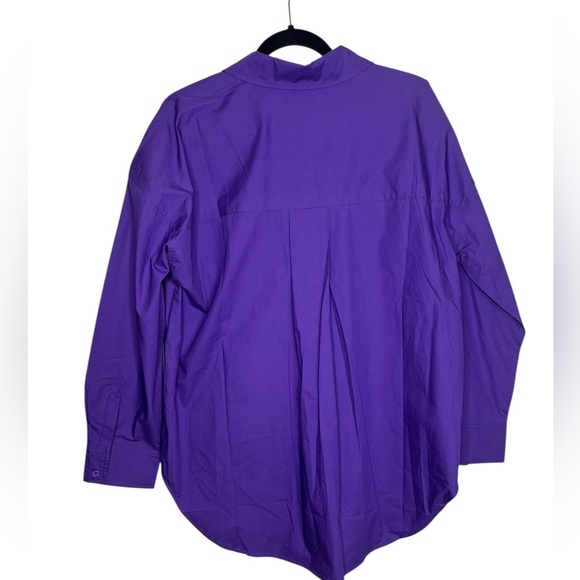 Grey Lab Oversized Purple Cotton Button Up Long Sleeve Blouse Size Large - Picture 5 of 10